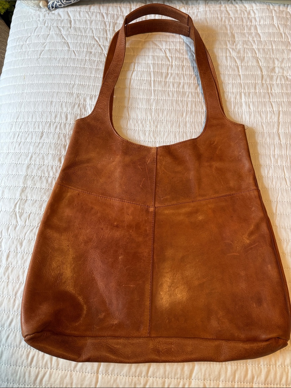 Raven + Lily Cognac Leather Shoulder Bag